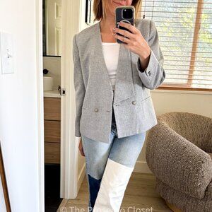Vintage Plum Tree Grey Asymmetrical Blazer